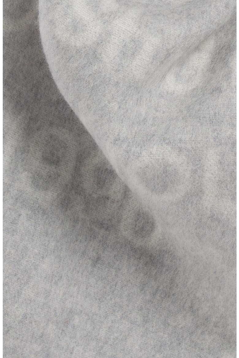 1996 Logo Jacquard Double Face Wool Fringe Scarf, Alternate, color, LIGHT GREY MELANGE/ WHITE