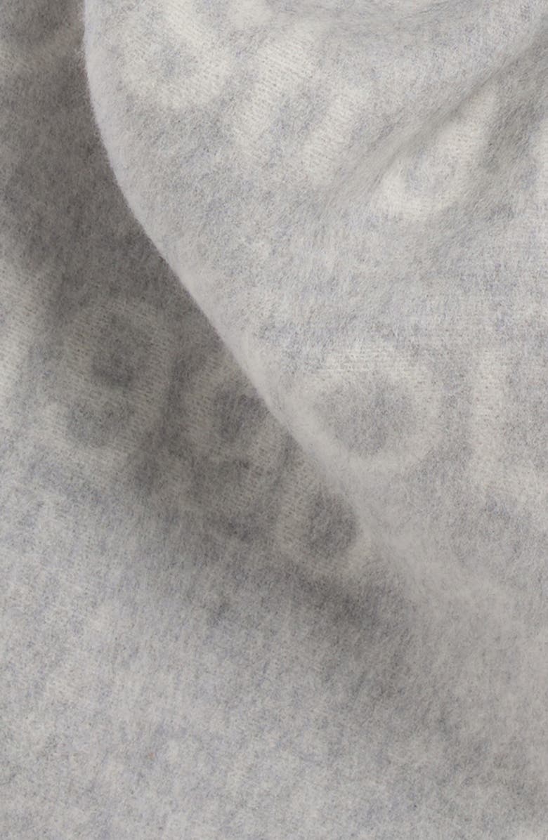 Acne Studios 1996 Logo Jacquard Double Face Wool Fringe Scarf, Alternate, color, Light Grey Melange/ White