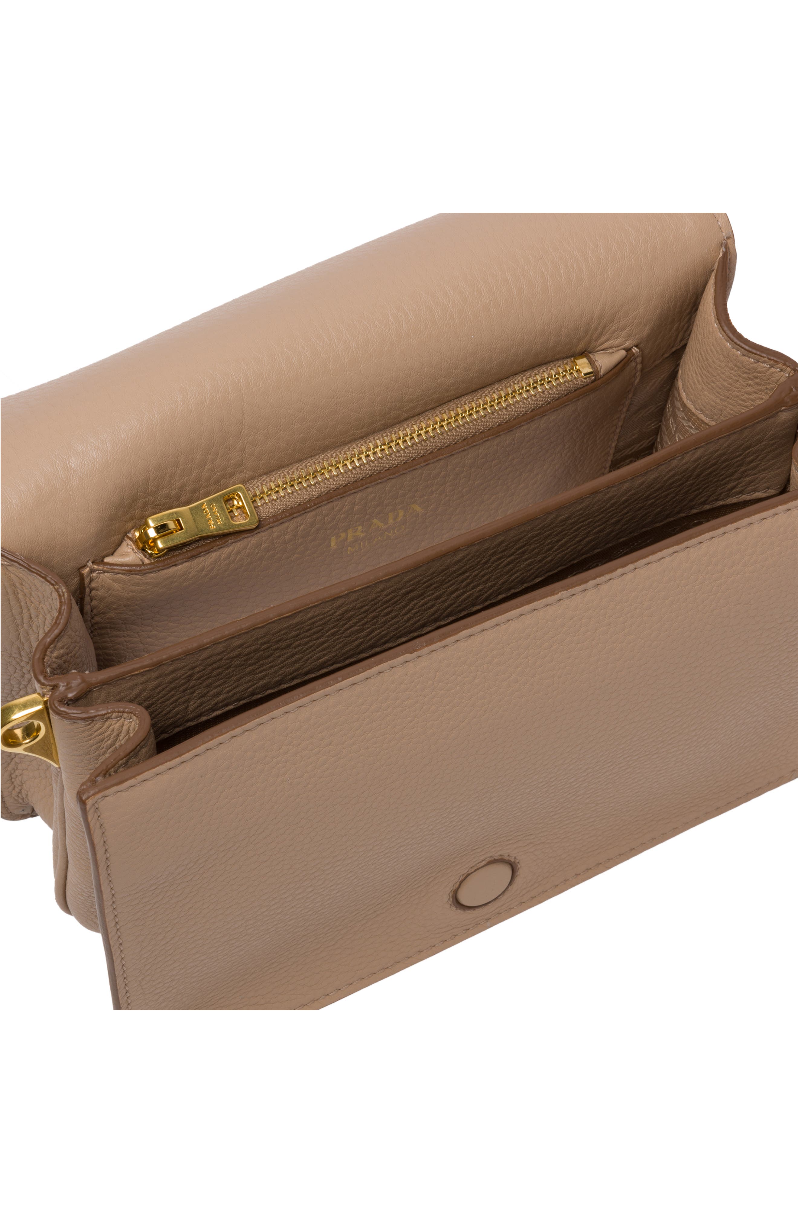 Prada Vitello Daino Double Compartment Leather Shoulder Bag, Alternate, color, 