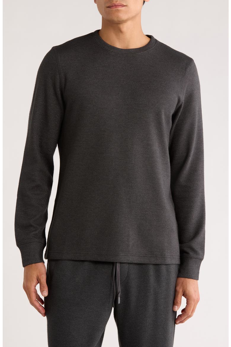 Waffle Knit Long Sleeve T-Shirt, Main, color, GREY DARK CHARCOAL HEATHER
