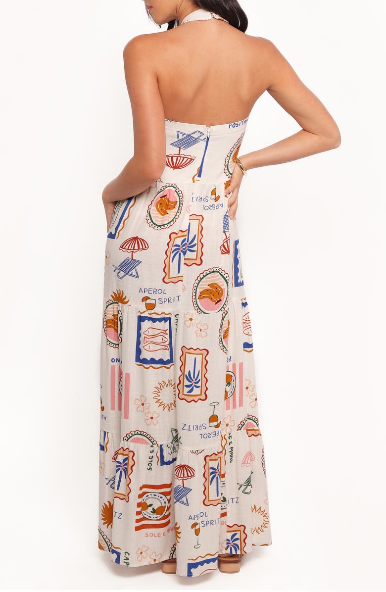 Petal & Pup Jelena Printed Maxi Halter Dress, Alternate, color, Ocean Oasis