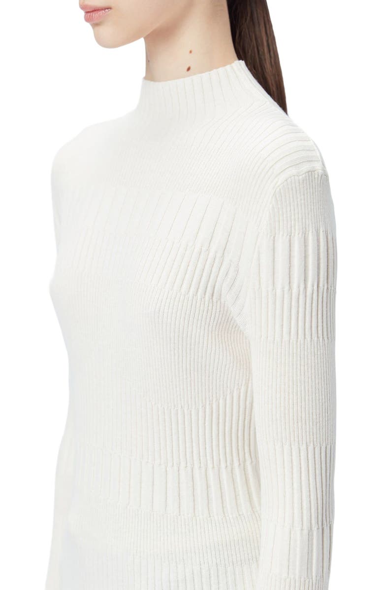 GOBI Mongolian Cashmere High-neck Ribbed Cotton Silk Cashmere Blend Sweater, Alternate, color, Whisper White