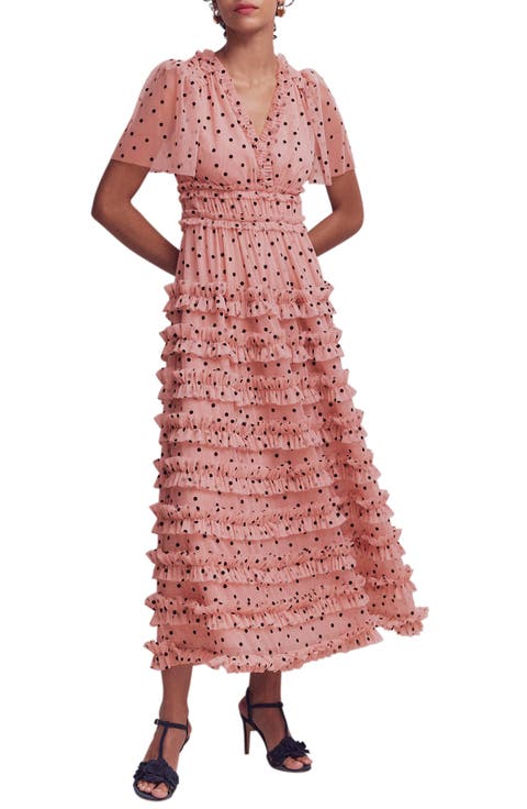 V-Neck Ruffle Tulle Dress