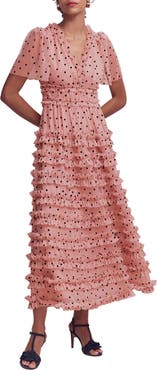 Boden V-Neck Ruffle Tulle Dress
