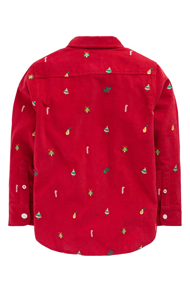 Mini Boden Kids' Embroidered Corduroy Button-Up Shirt, Alternate, color,