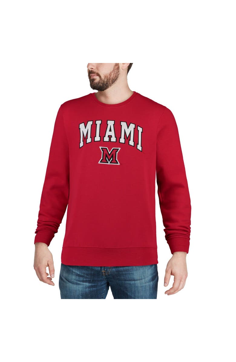 COLOSSEUM Men's Colosseum Red Miami University RedHawks Arch & Logo Crew Neck Sweatshirt, Alternate, color, Red