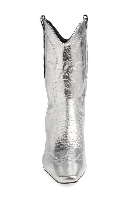 Steve Madden Josefine Western Boot In Silver Leather