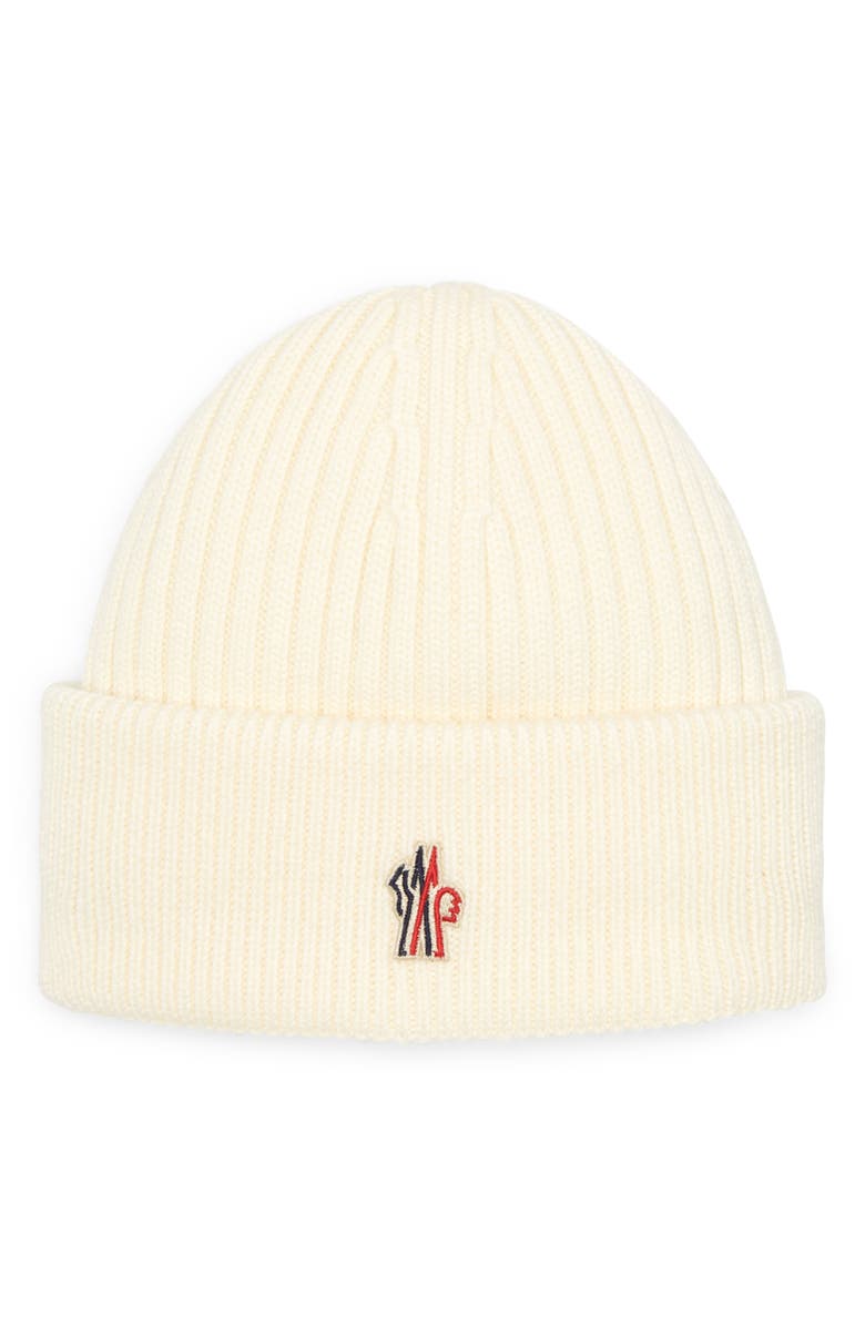Moncler Grenoble Logo Patch Rib Wool Beanie, Main, color,