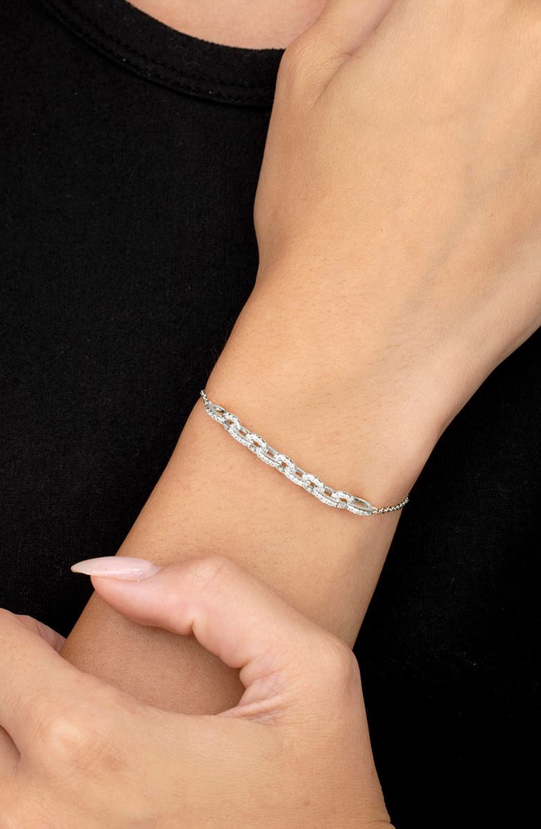 Sterling Forever Harper Pavé Cubic Zirconia Link Bracelet, Alternate, color, Silver
