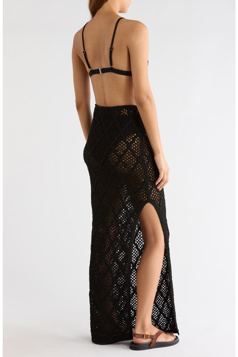 Lace Side Slit Cover-Up Maxi Skirt, Alternate, color, BLACK