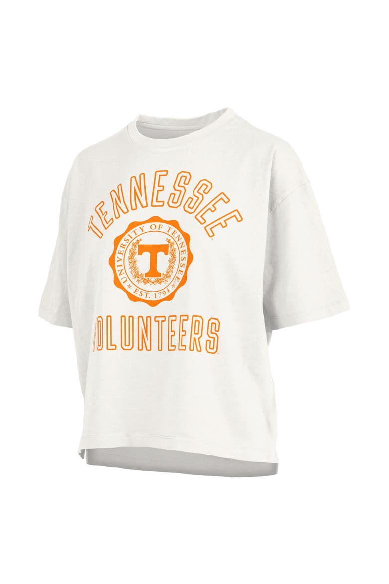 Women's Pressbox White Tennessee Volunteers Motley Crew Bishop Waist Length Oversized Slub T-Shirt, Alternate, color, White