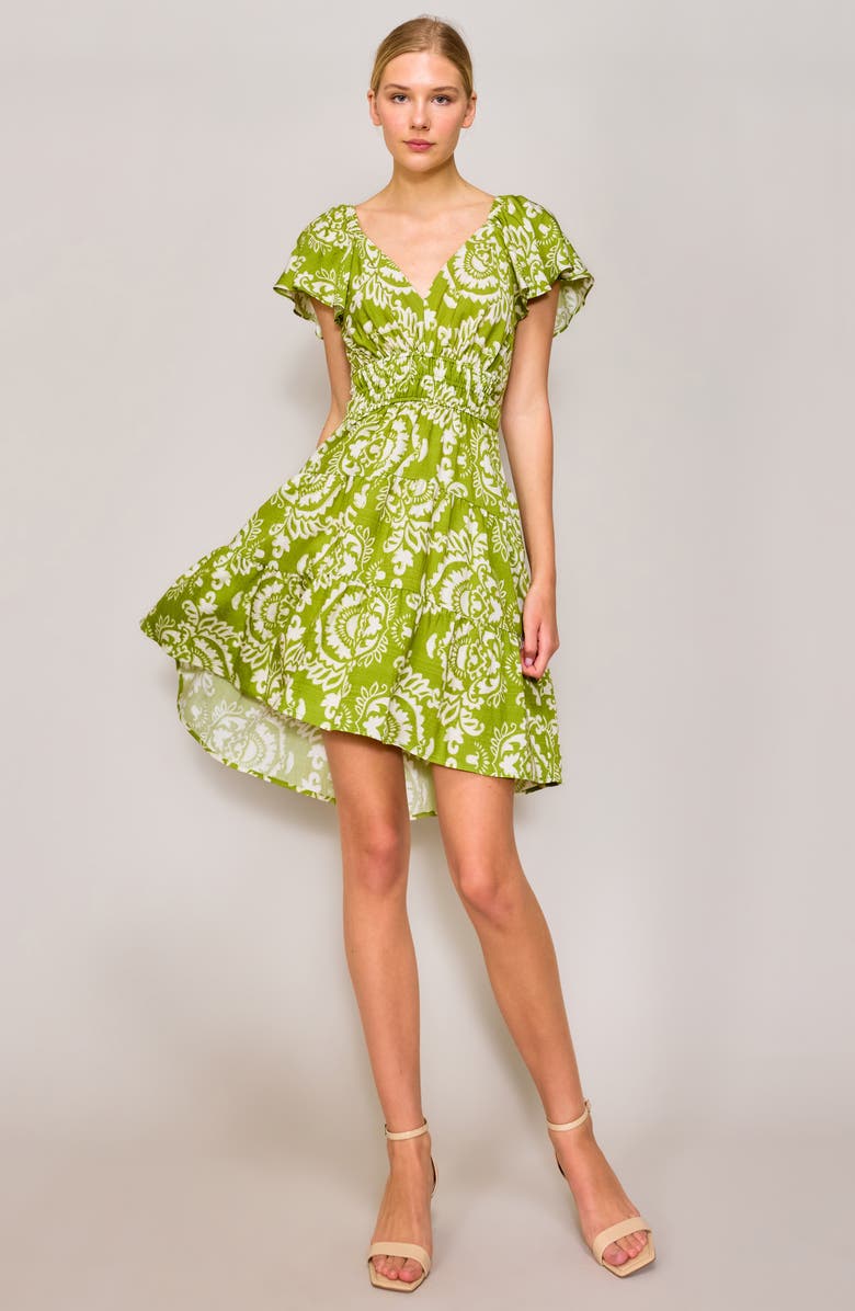 MELLODAY Flutter Sleeve Back Cutout Fit & Flare Dress, Alternate, color, 