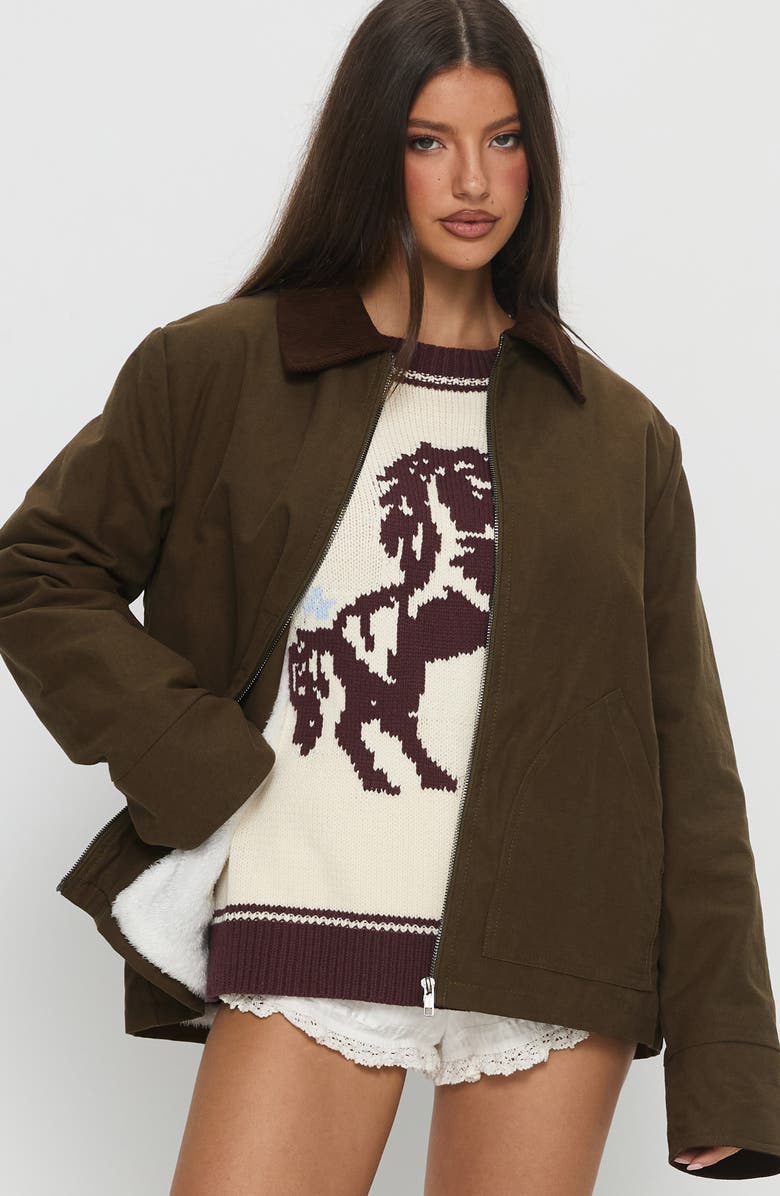 Princess Polly Livya Cotton Utility Jacket, Alternate, color, Khaki