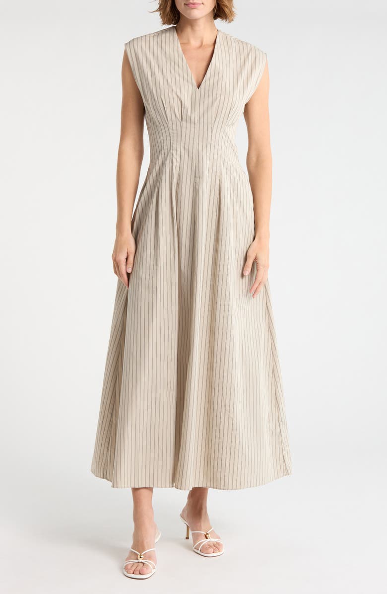 rag & bone Isabella Stripe Sleeveless Maxi Dress, Main, color, Sandstone