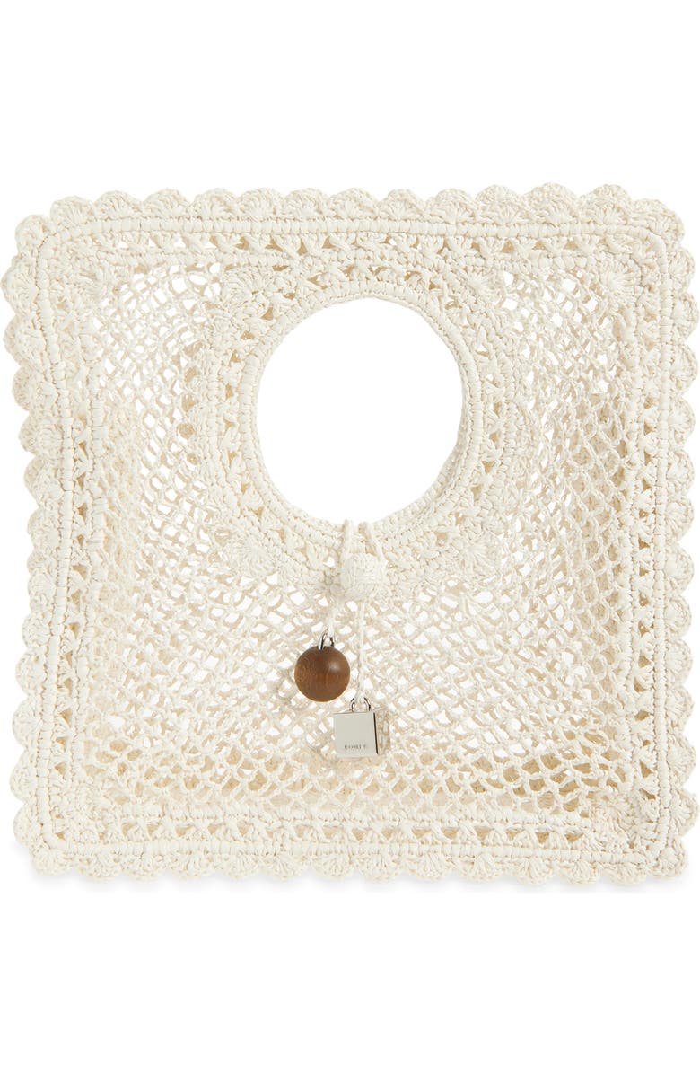 Jacquemus Small Spiaggia Square Lace Bag, Main, color, White 100