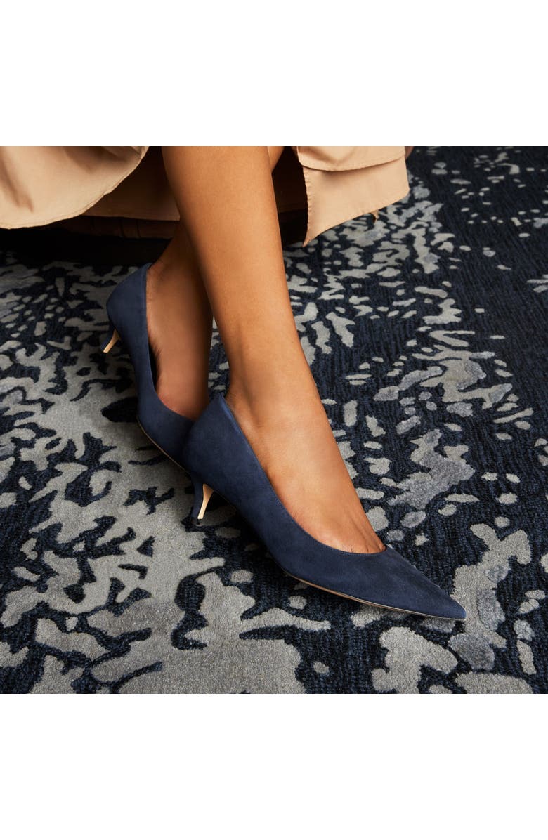 MARION PARKE Classic Pump 45 Suede, Alternate, color, Navy