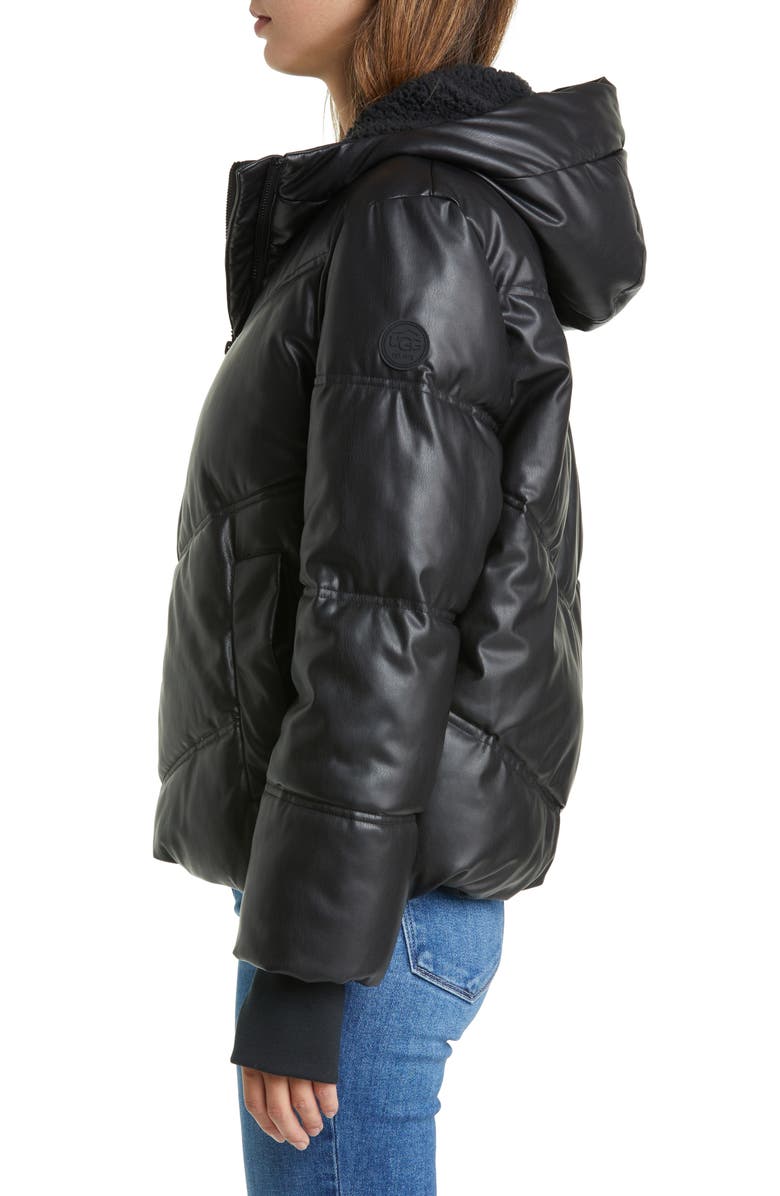 UGG<sup>®</sup> Ronney Faux Leather Puffer Coat, Alternate, color, Tar
