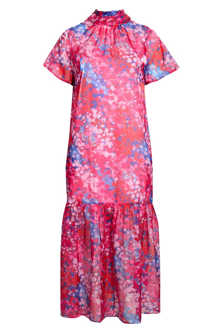 Leah Abstract Mock Neck Organza Maxi Dress, Alternate, color, PINK-BLUE