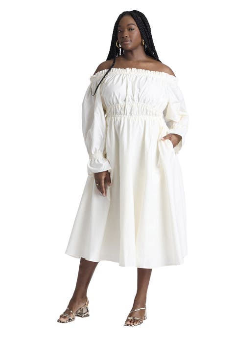 Off The Shoulder Ruffle Maxi Dress (Plus Available)