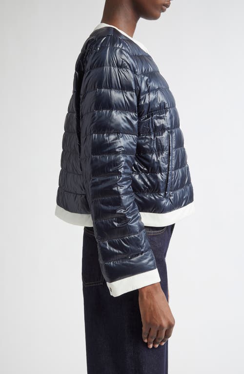 Herno Contrast Trim Quilted Nylon Down Jacket In Blue