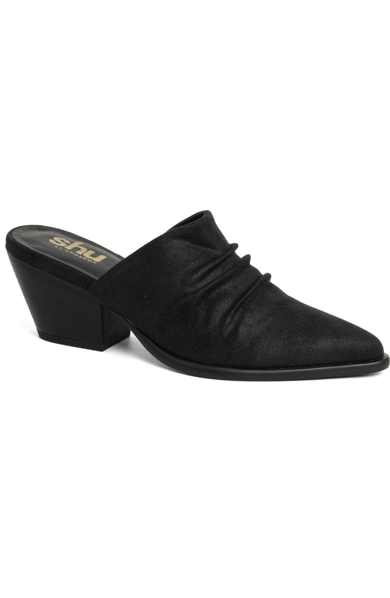 SHUSHOP Nicky Pointed Toe Mule, Main, color, Black Suede