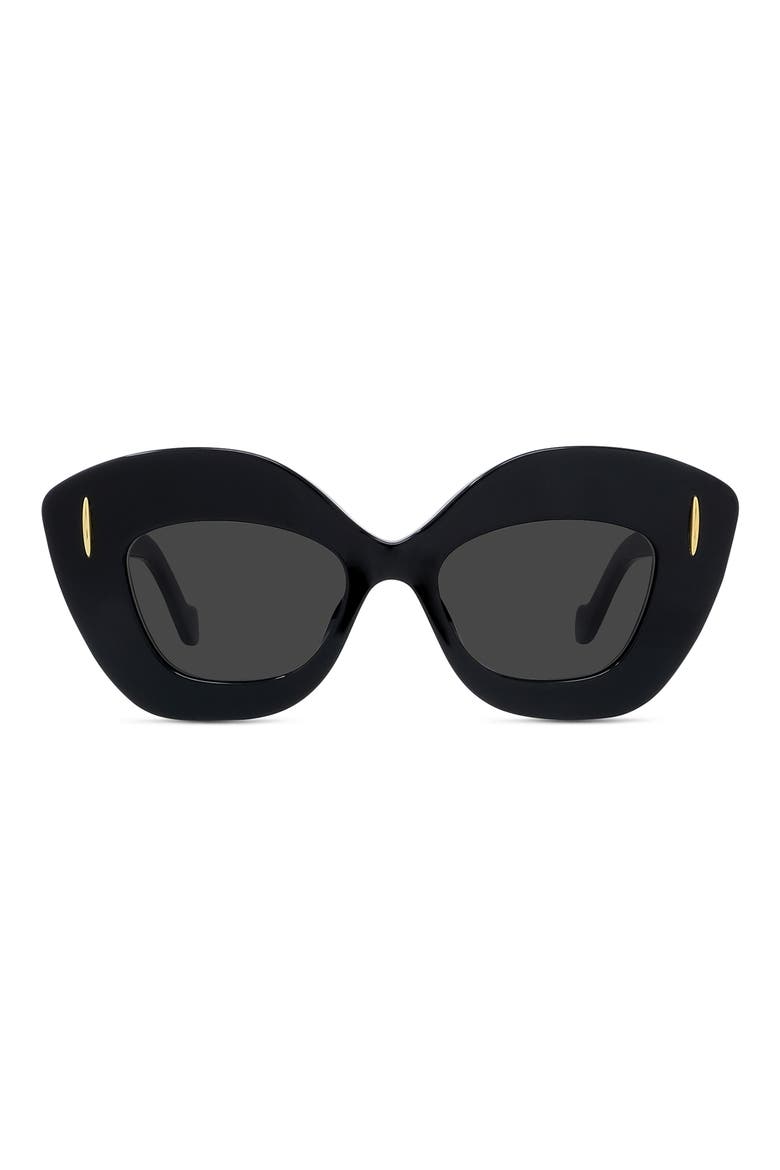 Anagram 48mm Small Cat Eye Sunglasses, Main, color, BLACK / SMOKE