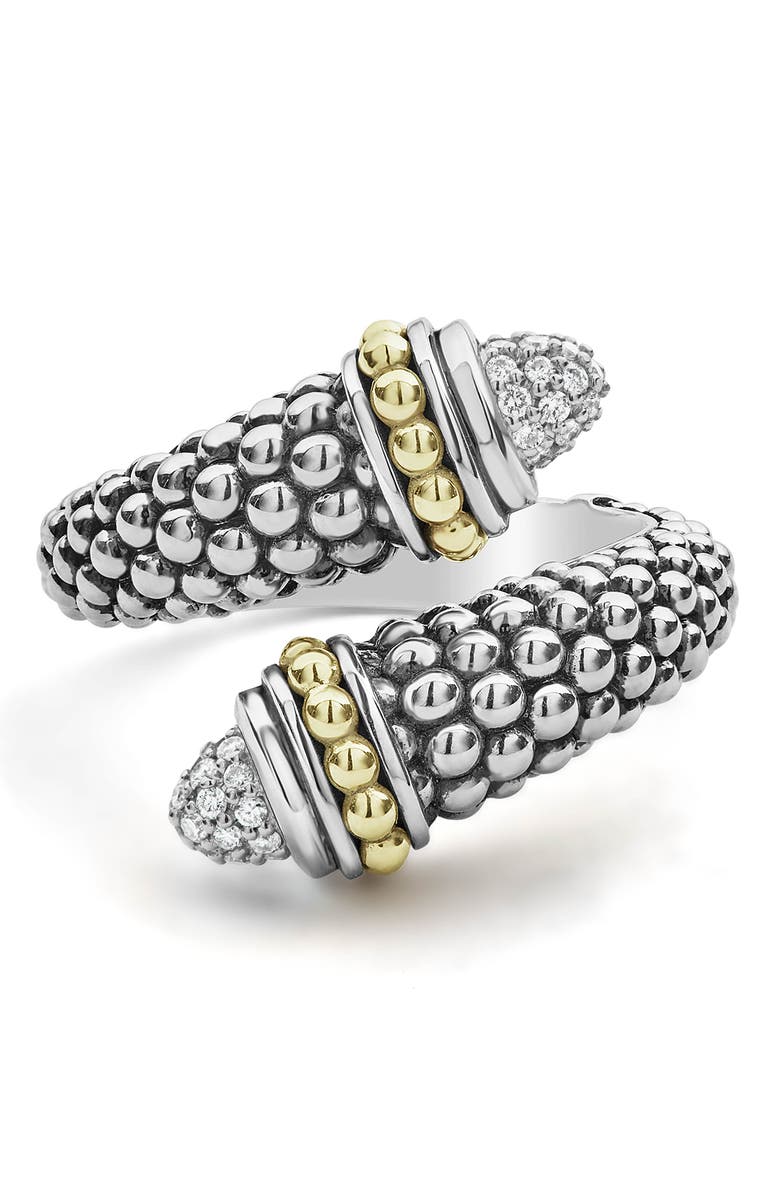 LAGOS Signature Caviar & Diamond Pavé Crossover Ring, Alternate, color, 