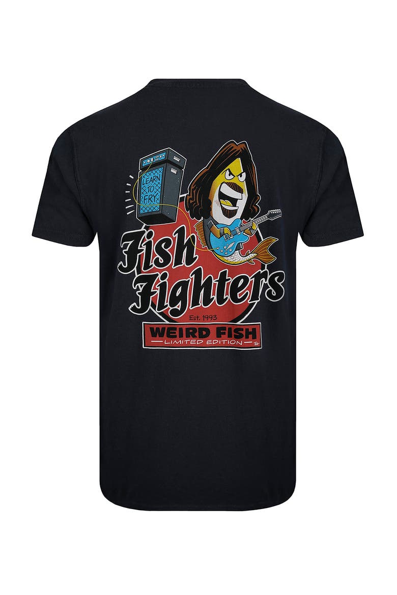 Fish Fighters Back Print Artist T-Shirt, Alternate, color, Navy