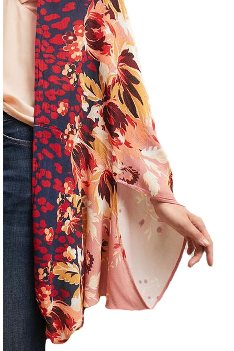 Abstract Floral Print Topper, Alternate, color, PINK