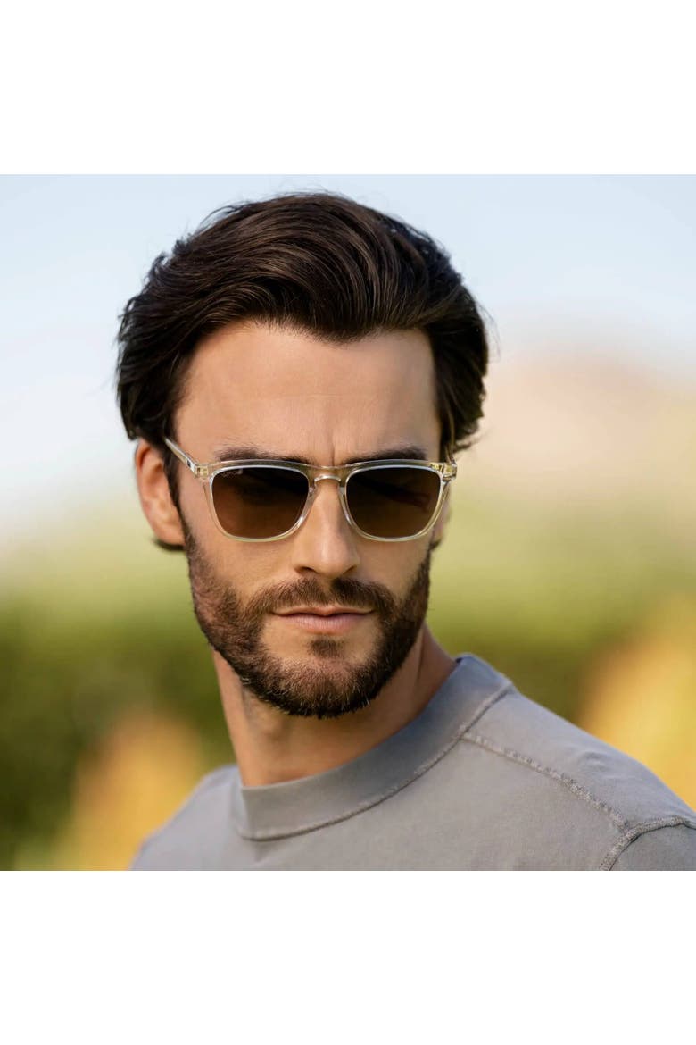 Wesley - 53mm Modern Rectangular Polarized Sunglasses, Alternate, color, Clear
