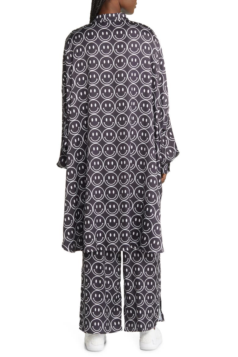 Oversize Button-Up Satin Shirt & Pants Set, Alternate, color, CURRENT MOOD BLACK