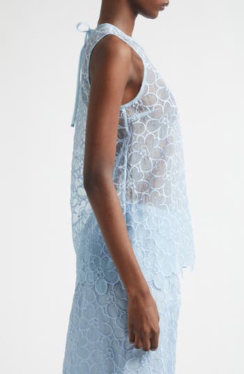 Cecilie Bahnsen Cerise Floral Embroidered Organza Top | Nordstrom