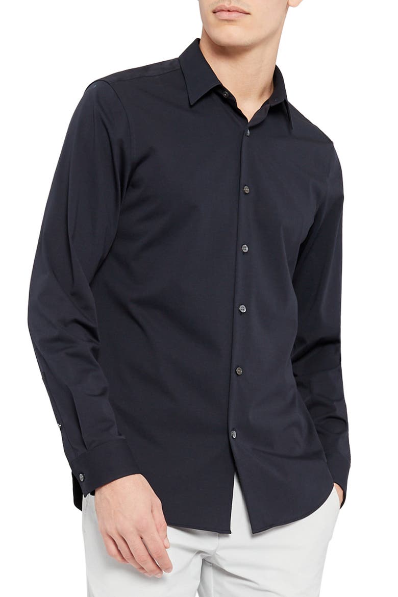 Sylvain ND Structure Knit Button-Up Shirt, Alternate, color, ECLIPSE