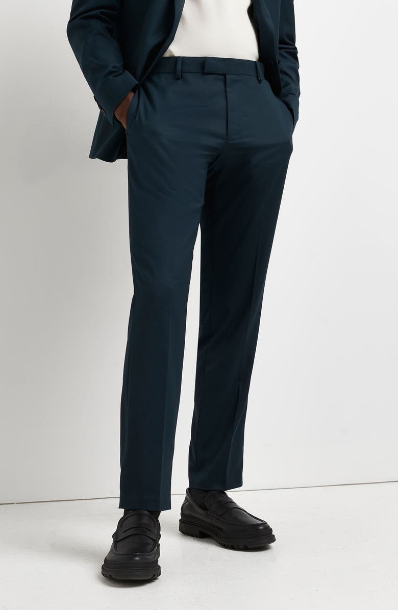 River Island Green Teal Slim Suit Trousers, Alternate, color, 