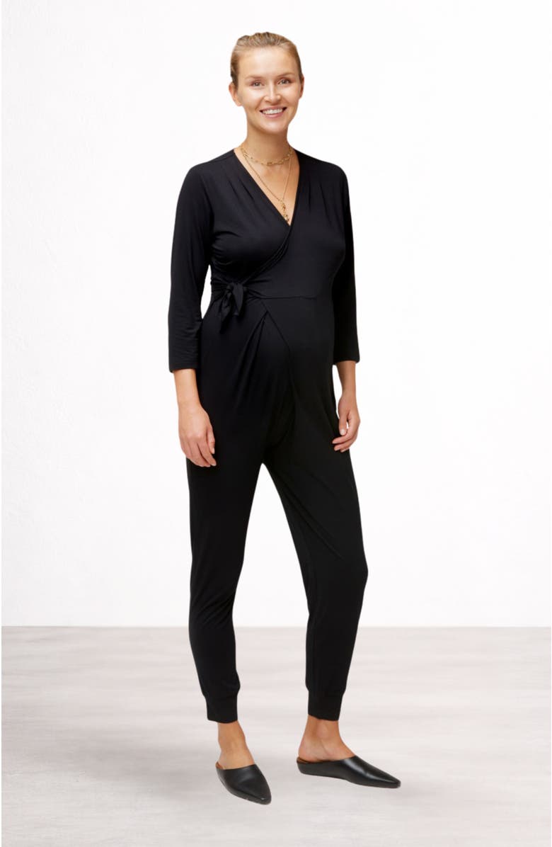 Nom Maternity Amabella Maternity & Nursing Jumpsuit, Main, color, Black