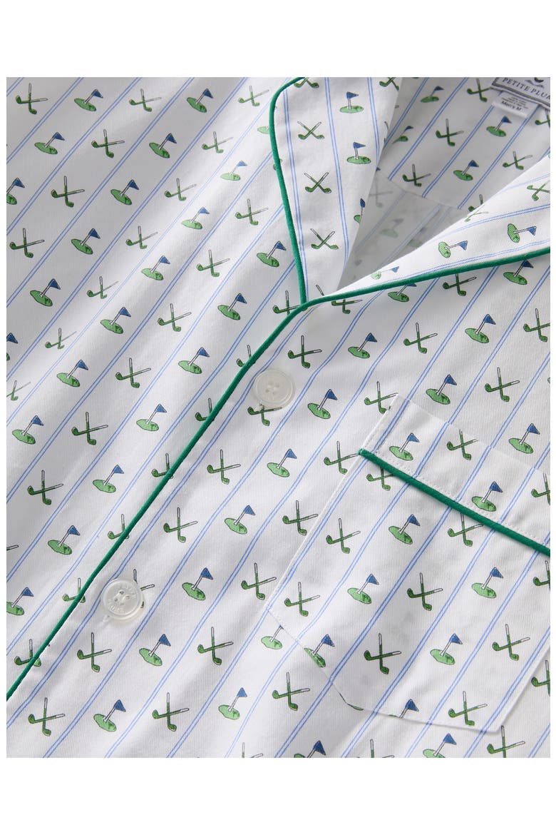 Fairway Stripe Woven Cotton Twill Classic Pajama Set, Alternate, color, WHITE