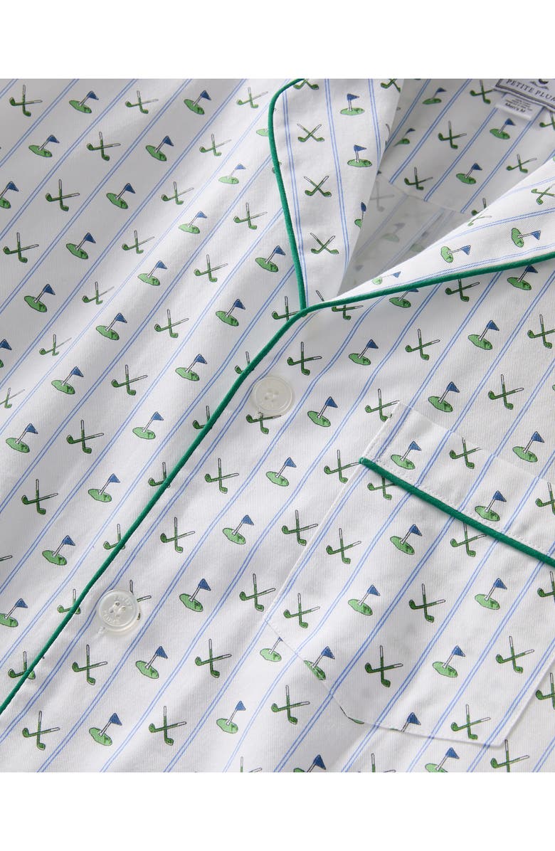 Petite Plume Fairway Stripe Woven Cotton Twill Classic Pajama Set, Alternate, color, White
