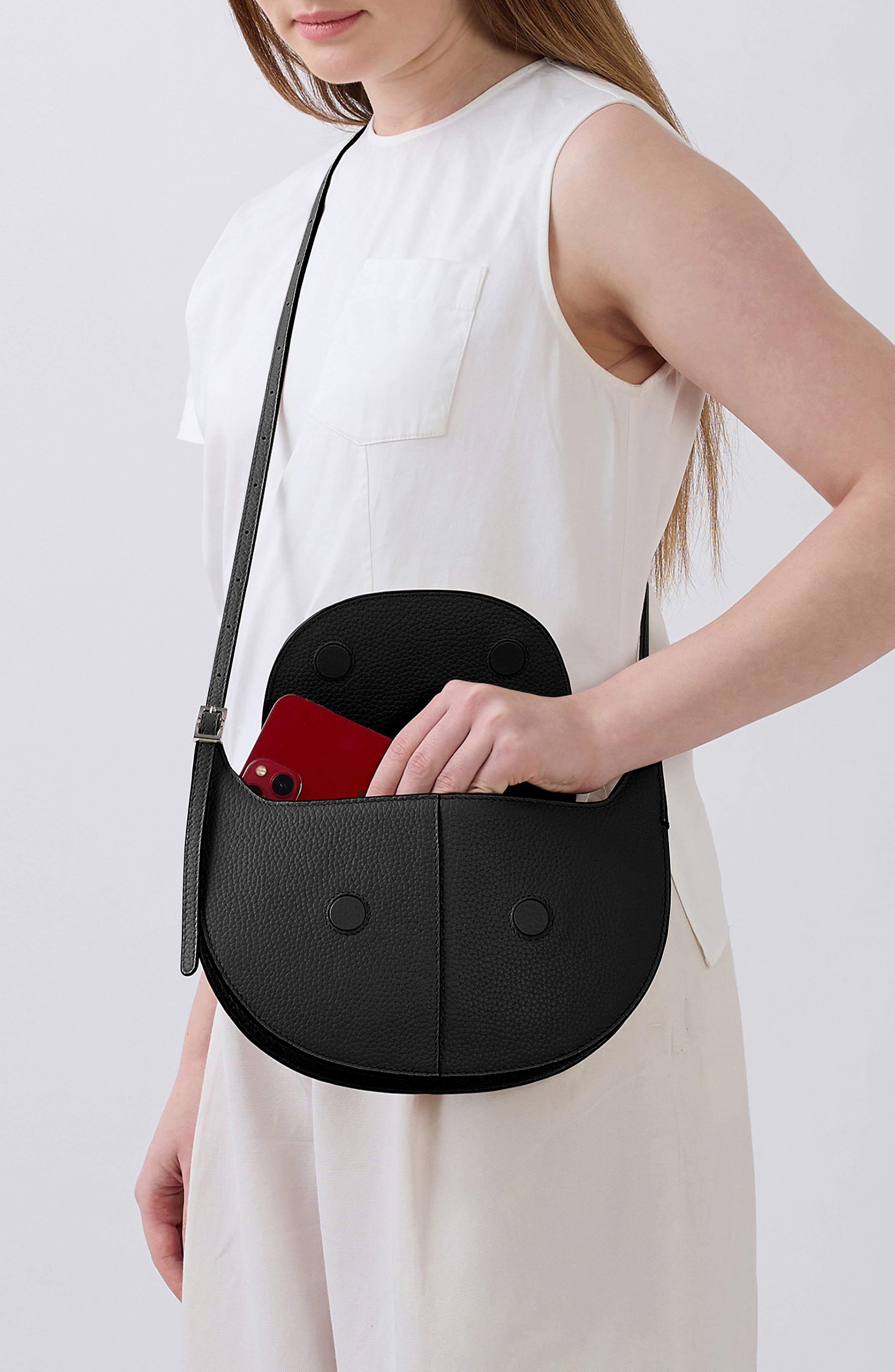 behno Nadia Leather Crossbody Bag, Alternate, color, Black