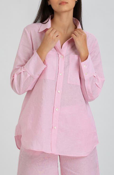 Linen & Cotton Maternity Button-Up Shirt