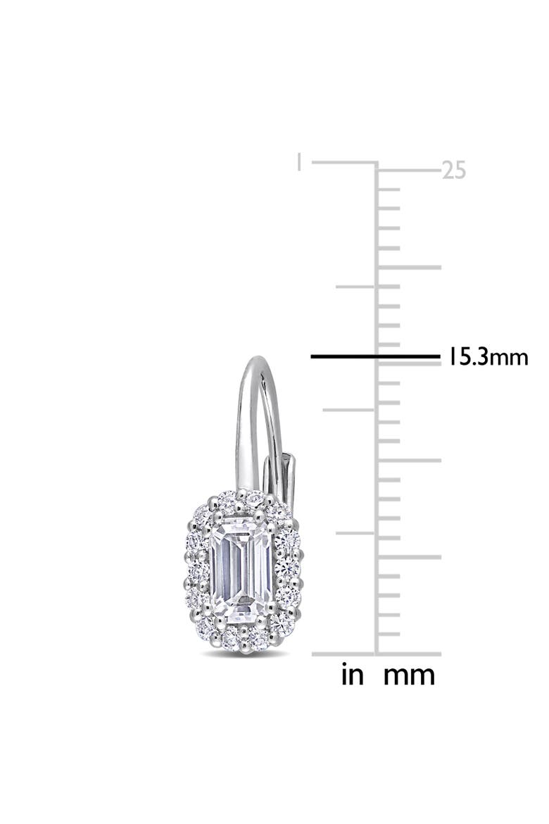 Moissanite Octagon Halo Leverback Earrings, Alternate, color, Sterling Silver