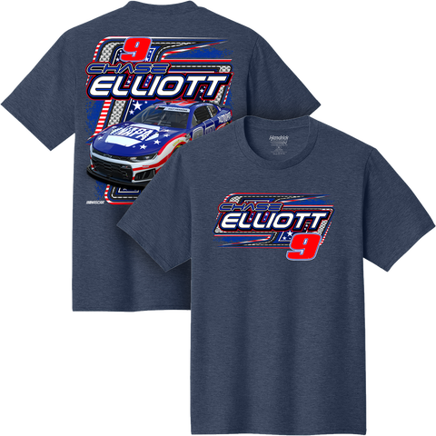 Men's Classic Ink Heather Navy Chase Elliott NAPA Patriotic Car T-Shirt