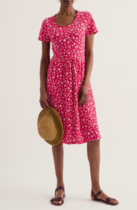Enor Floral Organic Cotton Fit & Flare Midi Dress (Regular & Petite)