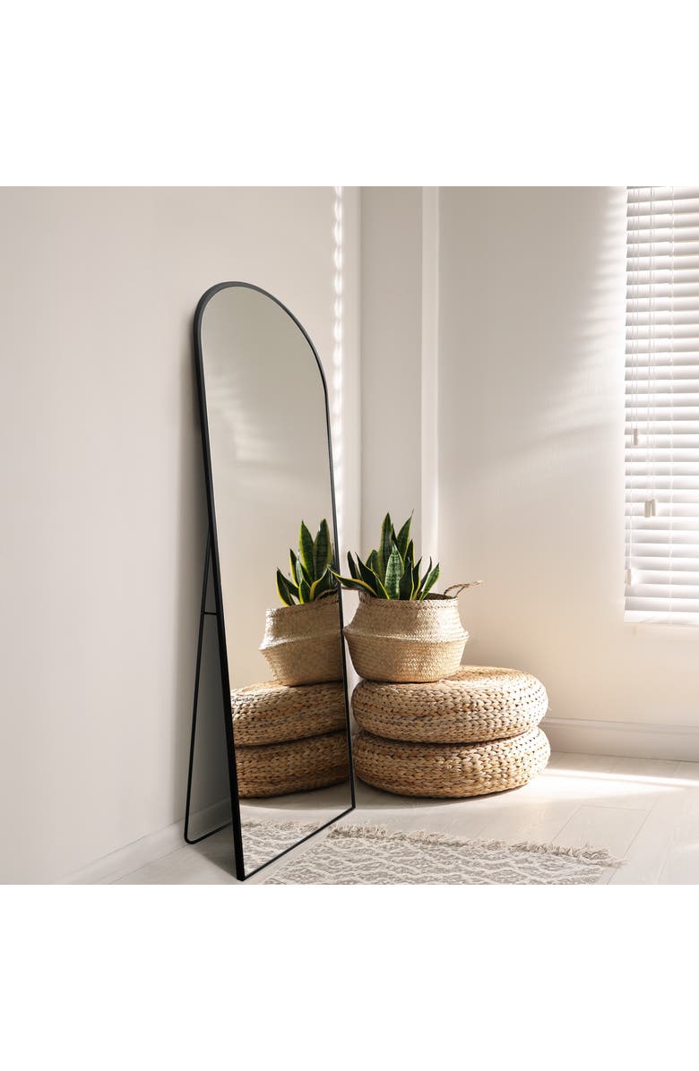 JONATHAN Y Adrian Large Arched Metal Framed Floor Full-Length Mirror, Alternate, color, 