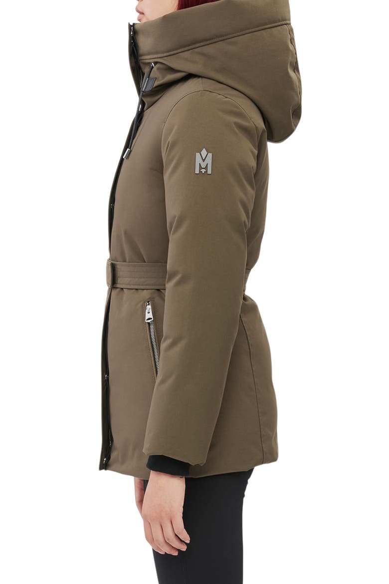 Jeni Water Resistant Down & Feather Fill Belted Parka, Alternate, color, ARMY