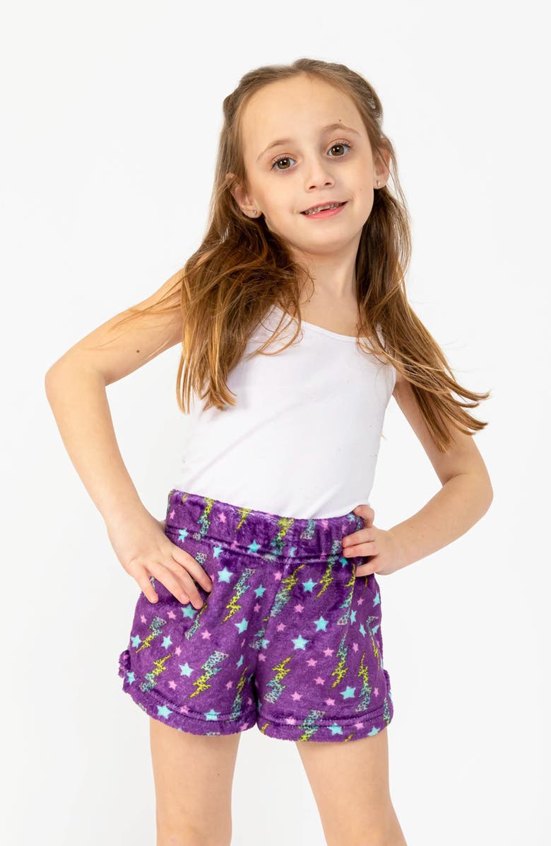 Preppy Goose Purple Flash Plush Lounge Shorts, Main, color, Purple