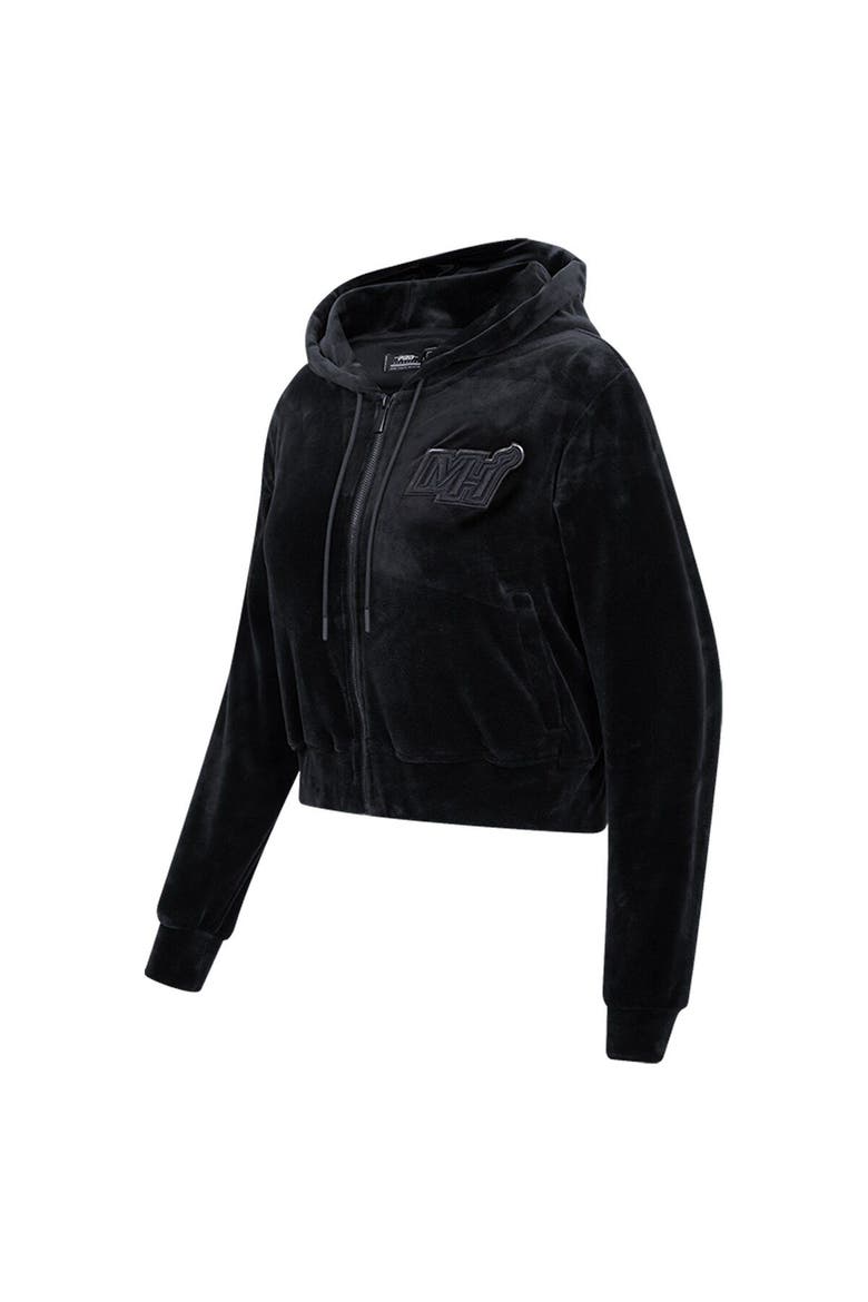 Women's Pro Standard Miami Heat Triple Black Velour Full-Zip Hoodie, Alternate, color, Black