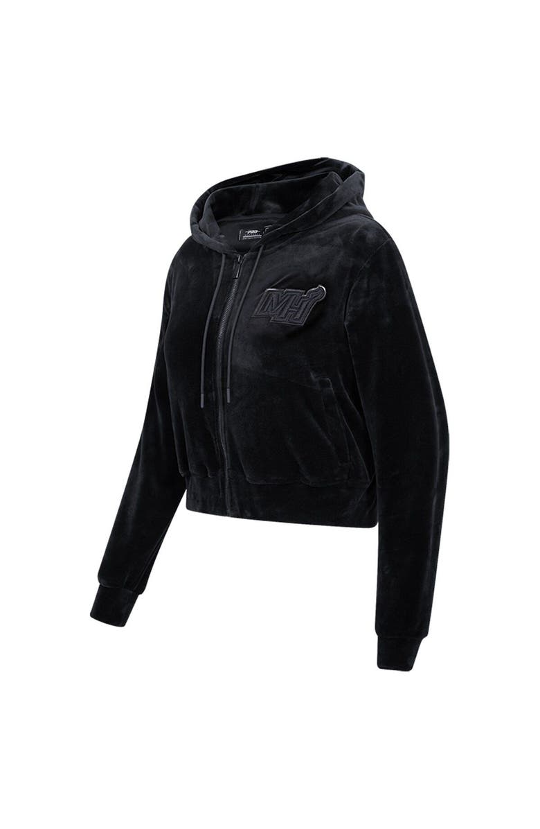 PRO STANDARD Women's Pro Standard Miami Heat Triple Black Velour Full-Zip Hoodie, Alternate, color, Black