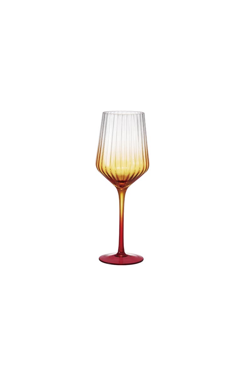 Storied Home 14-Ounce Stemmed Fluted Wine Glass, Orange Ombre, Set of 4, Main, color, Orange