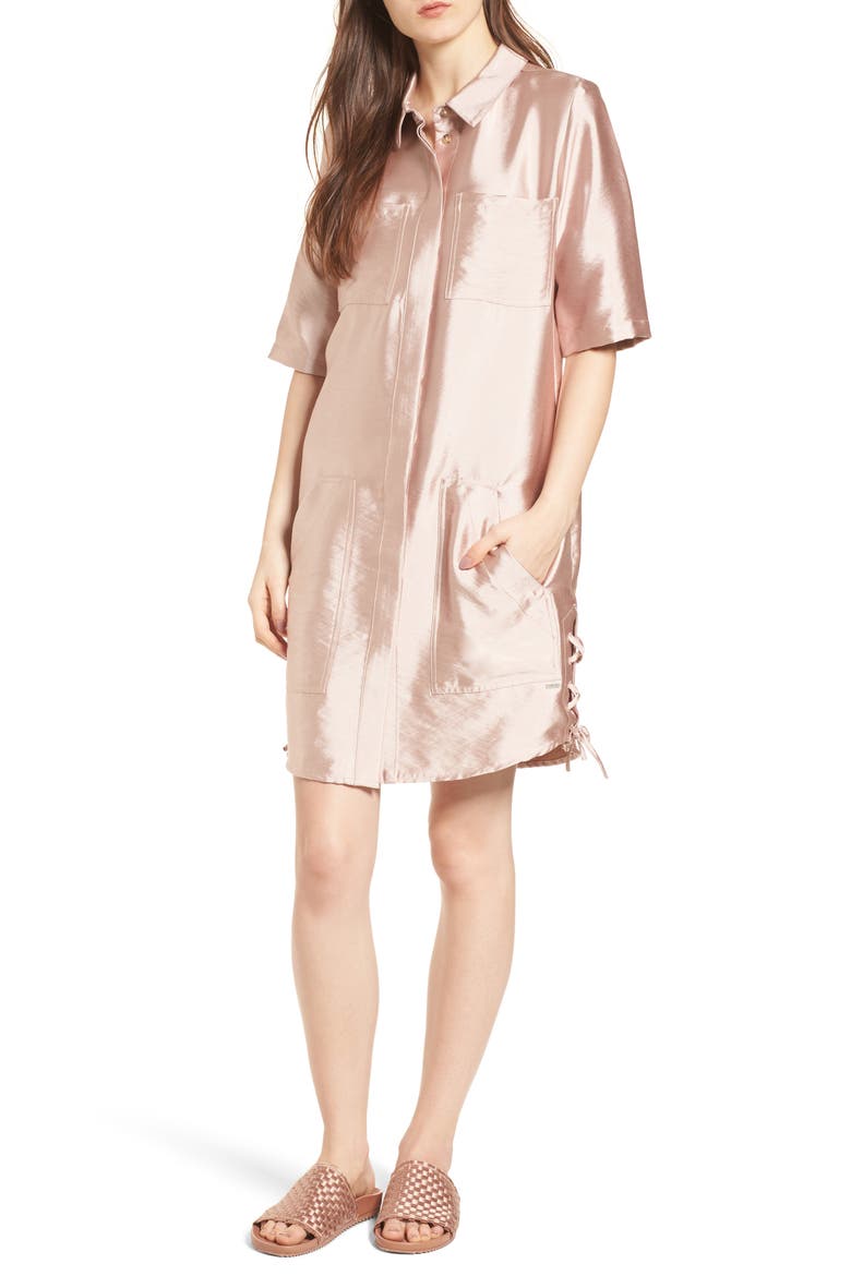 Safari Shirtdress, Main, color, PINK SAND