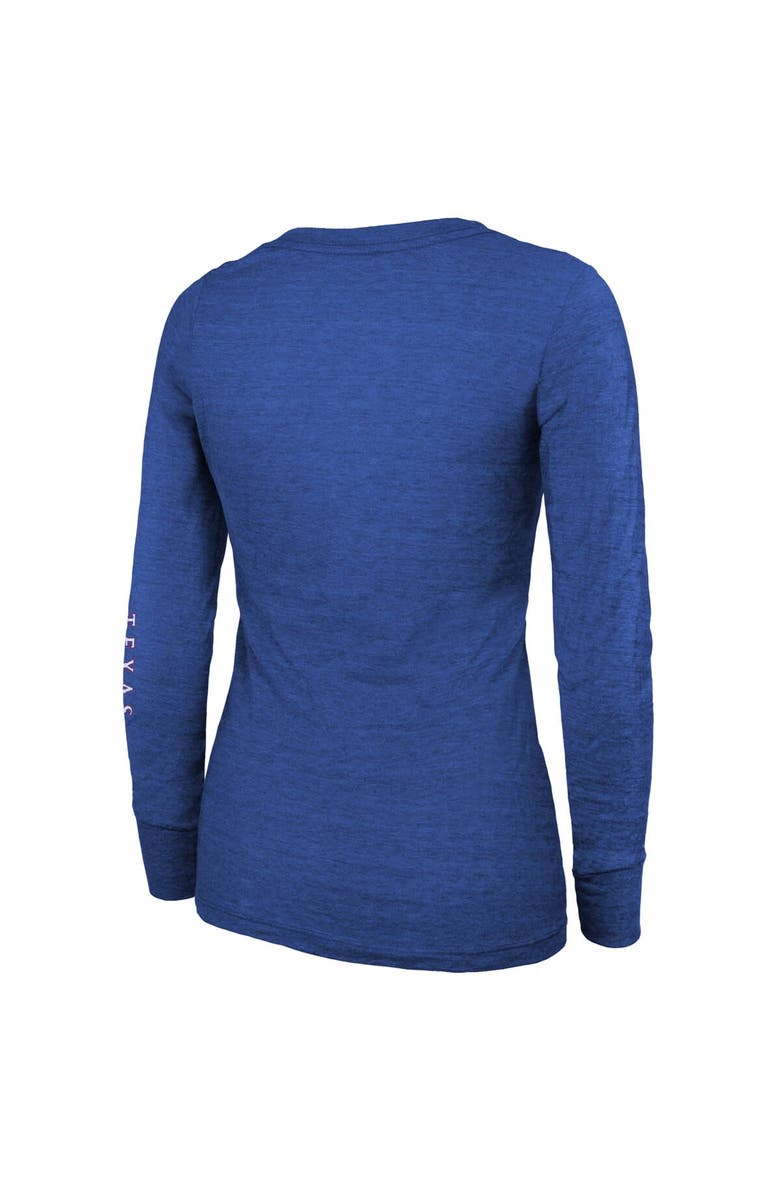 Majestic Threads Women's Majestic Threads Royal Texas Rangers 2023 World Series Champions Tri-Blend Long Sleeve Scoop Neck T-Shirt, Alternate, color, 